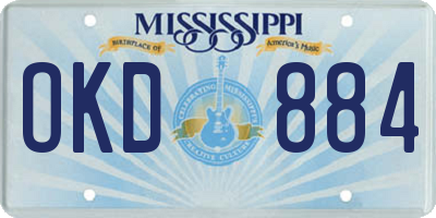 MS license plate OKD884