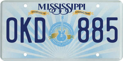 MS license plate OKD885