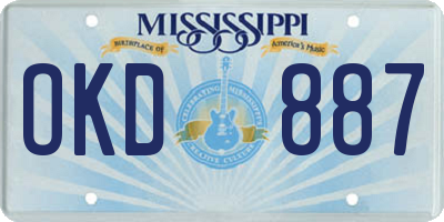MS license plate OKD887