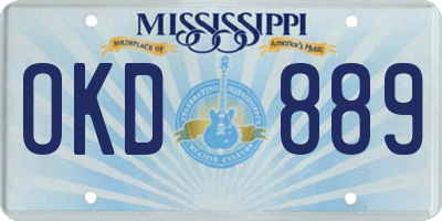 MS license plate OKD889