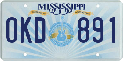 MS license plate OKD891