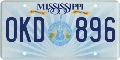 MS license plate OKD896