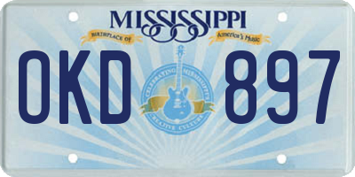 MS license plate OKD897