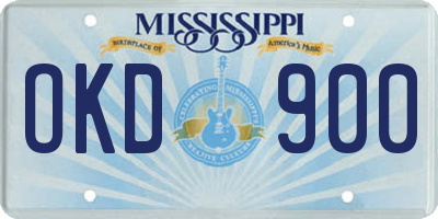 MS license plate OKD900