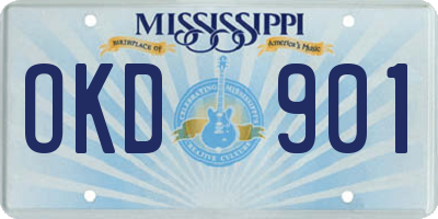 MS license plate OKD901