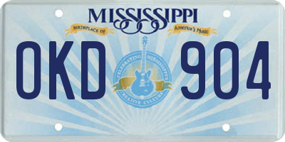MS license plate OKD904
