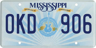 MS license plate OKD906