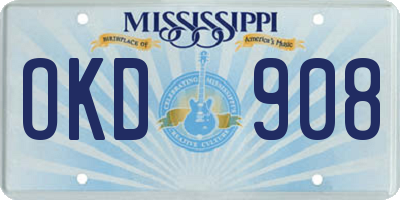MS license plate OKD908