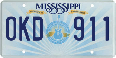 MS license plate OKD911