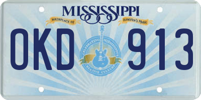 MS license plate OKD913