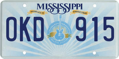 MS license plate OKD915