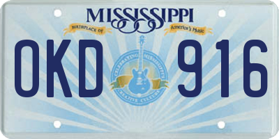 MS license plate OKD916