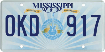 MS license plate OKD917