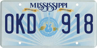 MS license plate OKD918