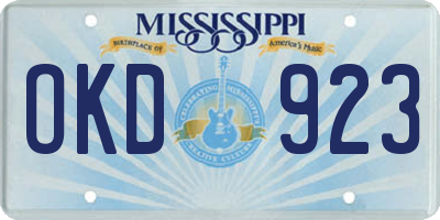 MS license plate OKD923