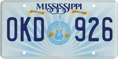 MS license plate OKD926