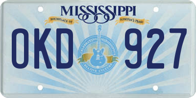 MS license plate OKD927