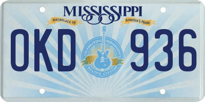 MS license plate OKD936