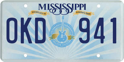 MS license plate OKD941
