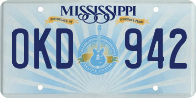MS license plate OKD942