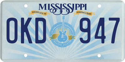MS license plate OKD947