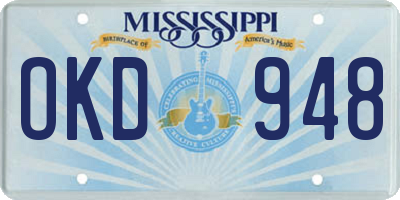 MS license plate OKD948
