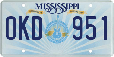MS license plate OKD951