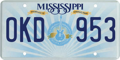 MS license plate OKD953