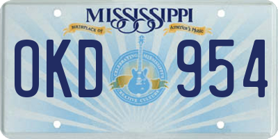 MS license plate OKD954