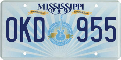 MS license plate OKD955