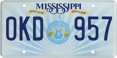 MS license plate OKD957
