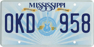 MS license plate OKD958