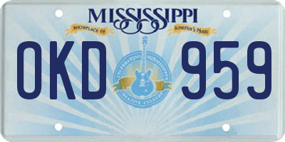 MS license plate OKD959