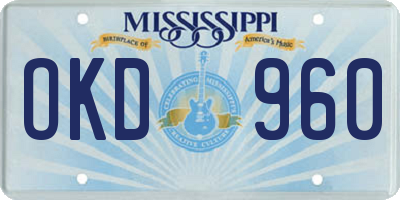 MS license plate OKD960