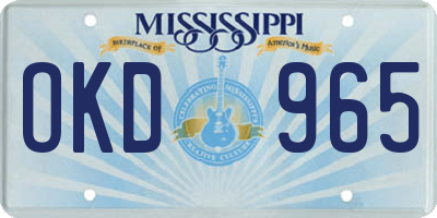 MS license plate OKD965