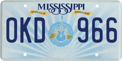 MS license plate OKD966