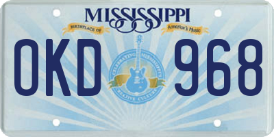 MS license plate OKD968