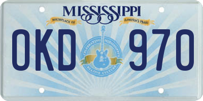 MS license plate OKD970