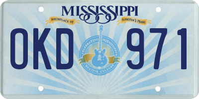 MS license plate OKD971