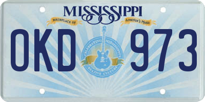 MS license plate OKD973