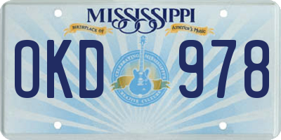 MS license plate OKD978