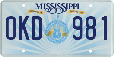 MS license plate OKD981