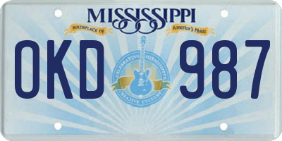 MS license plate OKD987