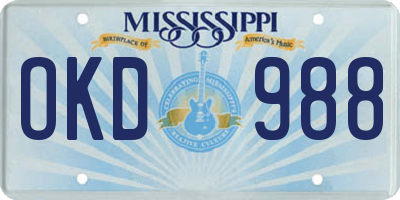MS license plate OKD988