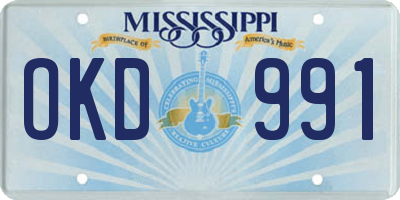 MS license plate OKD991