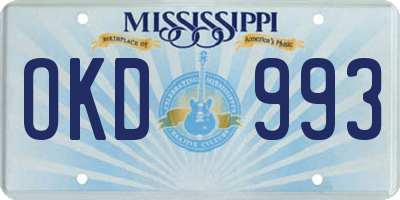MS license plate OKD993