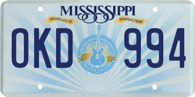 MS license plate OKD994