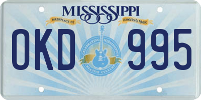 MS license plate OKD995