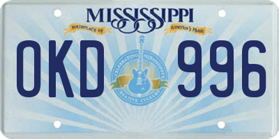 MS license plate OKD996