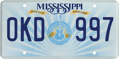 MS license plate OKD997